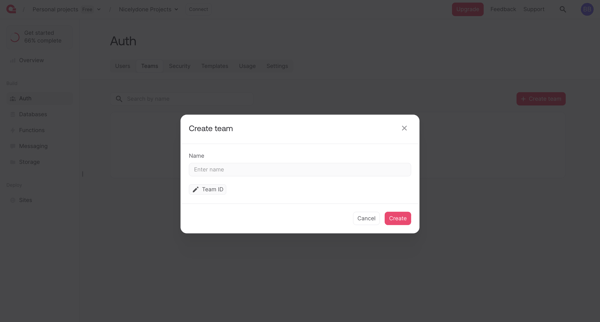 User - Appwrite screen