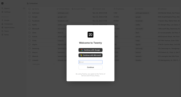 Sign in or Create an account screen