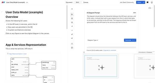 User Data Model example — Eraser screen