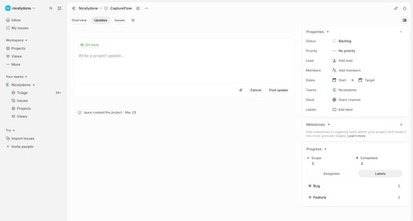 CaptureFlow › Updates screen