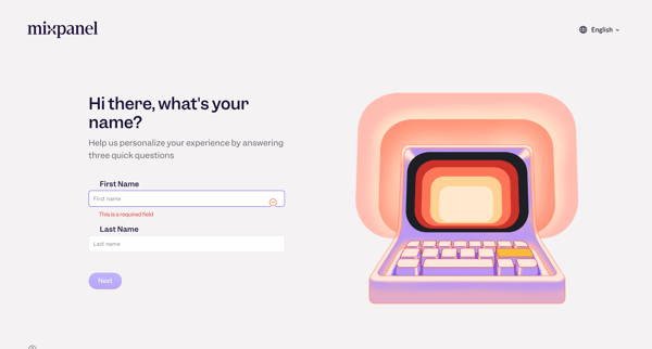 Onboarding - Mixpanel | Product Analytics screen