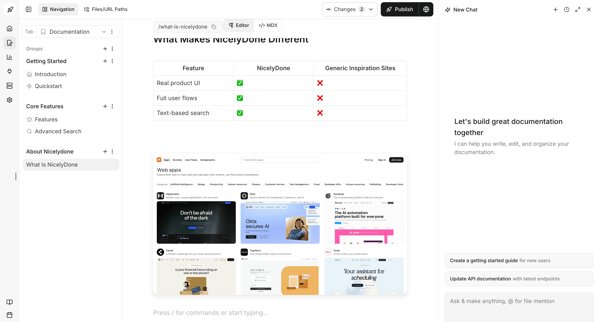Dashboard - Documentation.AI screen