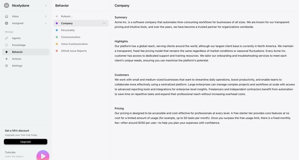 Behavior › Company screen