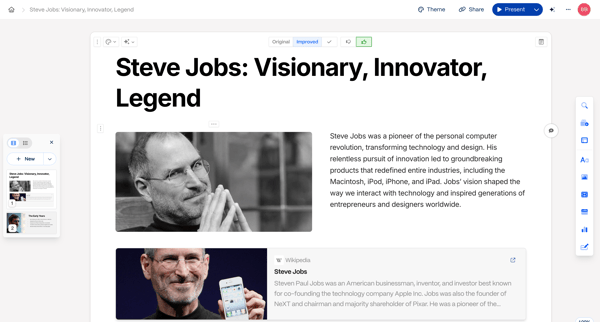 Steve Jobs Visionary, Innovator, Legend | Gamma screen