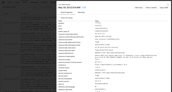 otel-demo-traces - Stream - Axiom screen