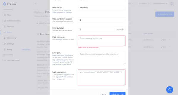 Rules | Bytescale screen