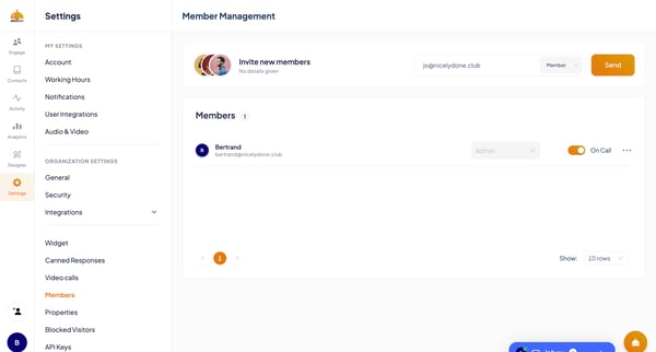 ServiceBell - Settings screen