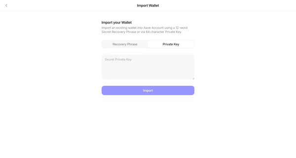 Aave Account screen