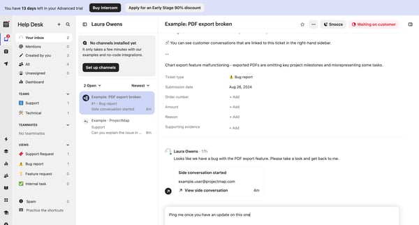 Example PDF export broken | Help Desk  Nicelydone  Intercom screen