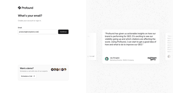 Profound | Answer Engine Optimization screen