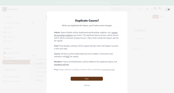 Course screen
