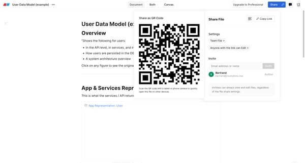 User Data Model example — Eraser screen