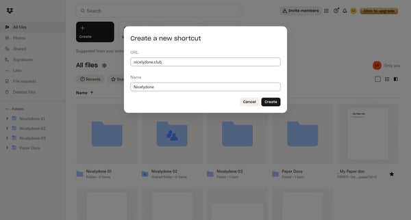 Files - Dropbox screen