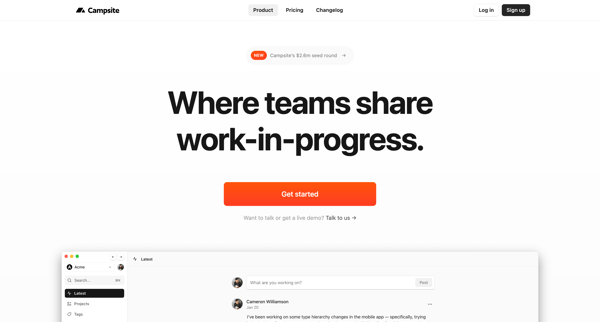 Campsite — The home for your team’s work in progress screen