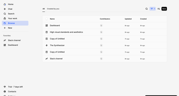 Browse – Dovetail screen