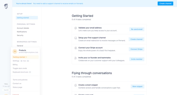Getting started — Fernand screen