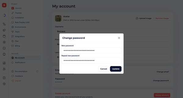 Set your profile · Jimo screen