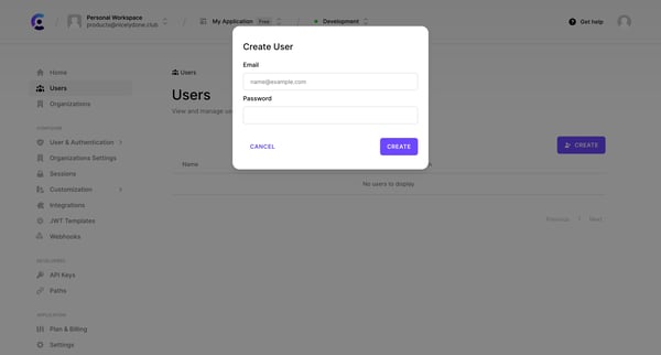 Dashboard | Clerk.com from Clerk
