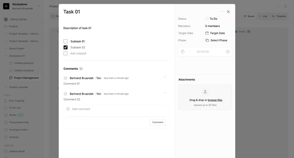 Project Management | Programa screen