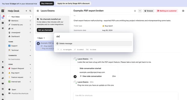 Example PDF export broken | Help Desk  Nicelydone  Intercom screen
