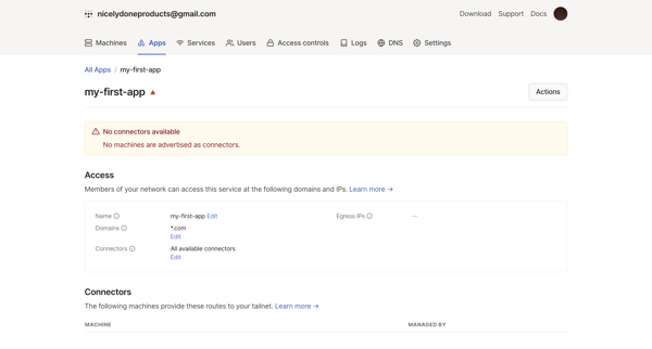 my-first-app - Tailscale screen