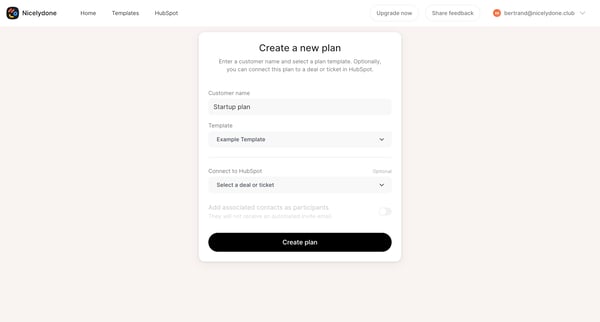 Shared onboarding plans – Arrows.to screen