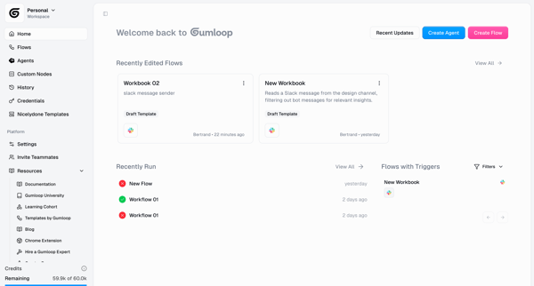 Gumloop | Hub screen