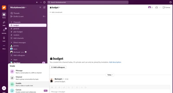 budget Channel - Nicelydoneclub - 1 new item - Slack from Slack