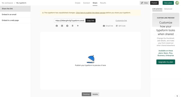 Typeform - Share from Typeform