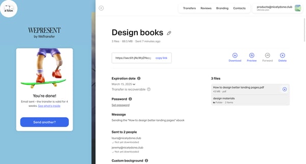 WeTransfer | Send Large Files Fast screen