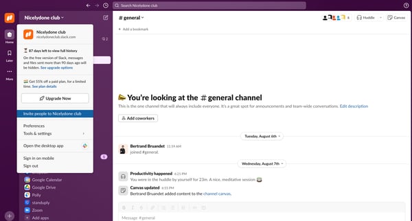 general Channel - Nicelydone club - 1 new item - Slack from Slack