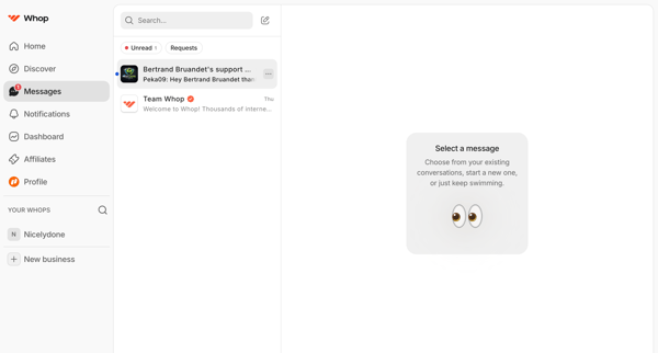 Messages | Whop screen