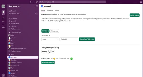 standuply DM - Nicelydone 01 - Slack screen
