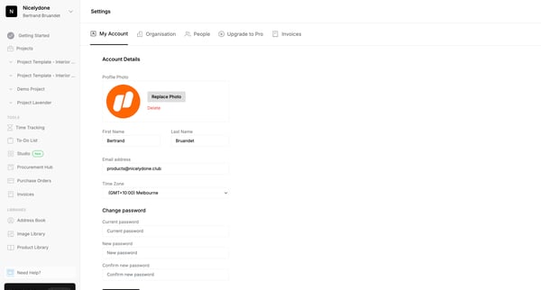 My Account | Programa screen