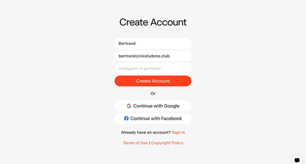 Create account - Exactly.ai screen