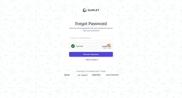 Forgot Password - Gumlet screen