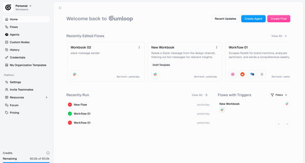 Gumloop | Hub screen