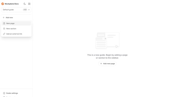Default guide screen