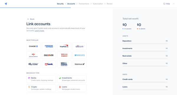 Copilot Money | Onboarding screen