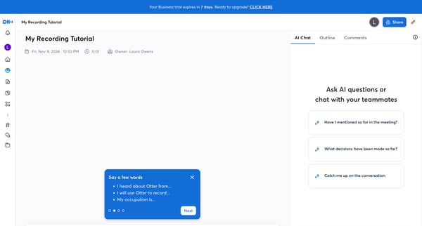 Otter Voice Meeting Notes - Otter.ai screen