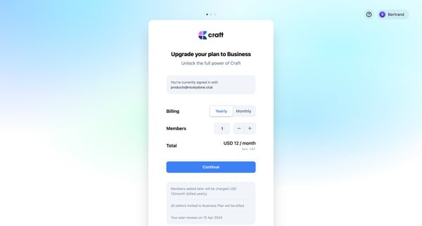 Craft Team Portal from Craft