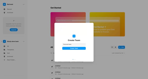 Framer screen