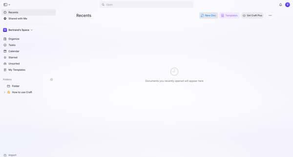 Recents screen