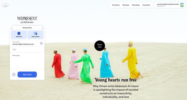 WeTransfer | Send Large Files Fast screen