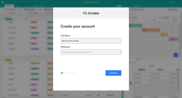 Sign up - Airtable screen