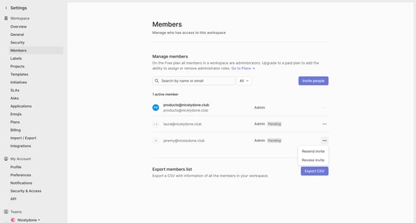 Members screen