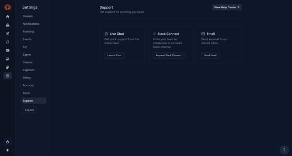 Settings | Segment screen