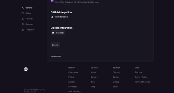 Account | Railway screen