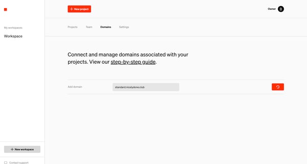 Standards - Domains screen