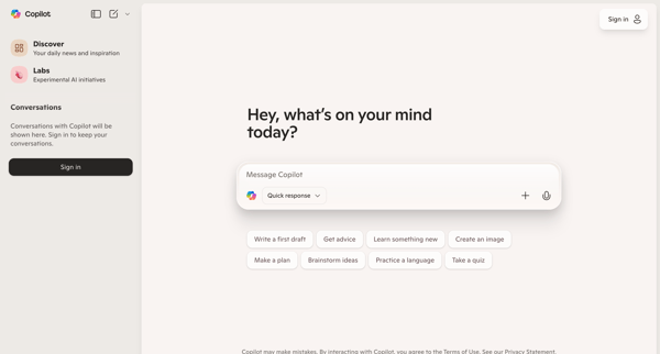Microsoft Copilot: Your AI companion screen